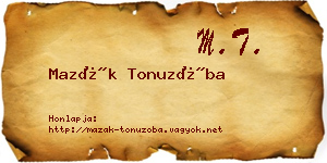 Mazák Tonuzóba névjegykártya